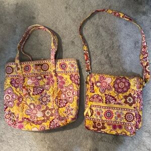 Vera Bradley Bali Gold Set of 2 Matching Bags Large Tote and Shoulder Bag